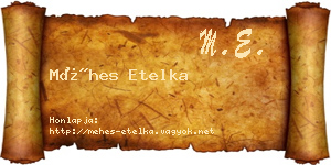 Méhes Etelka névjegykártya